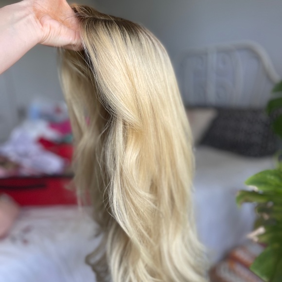 Highline Wigs / Toppers By Sharon Premium Human Hair Silk Top long blonde topper - Picture 11 of 16